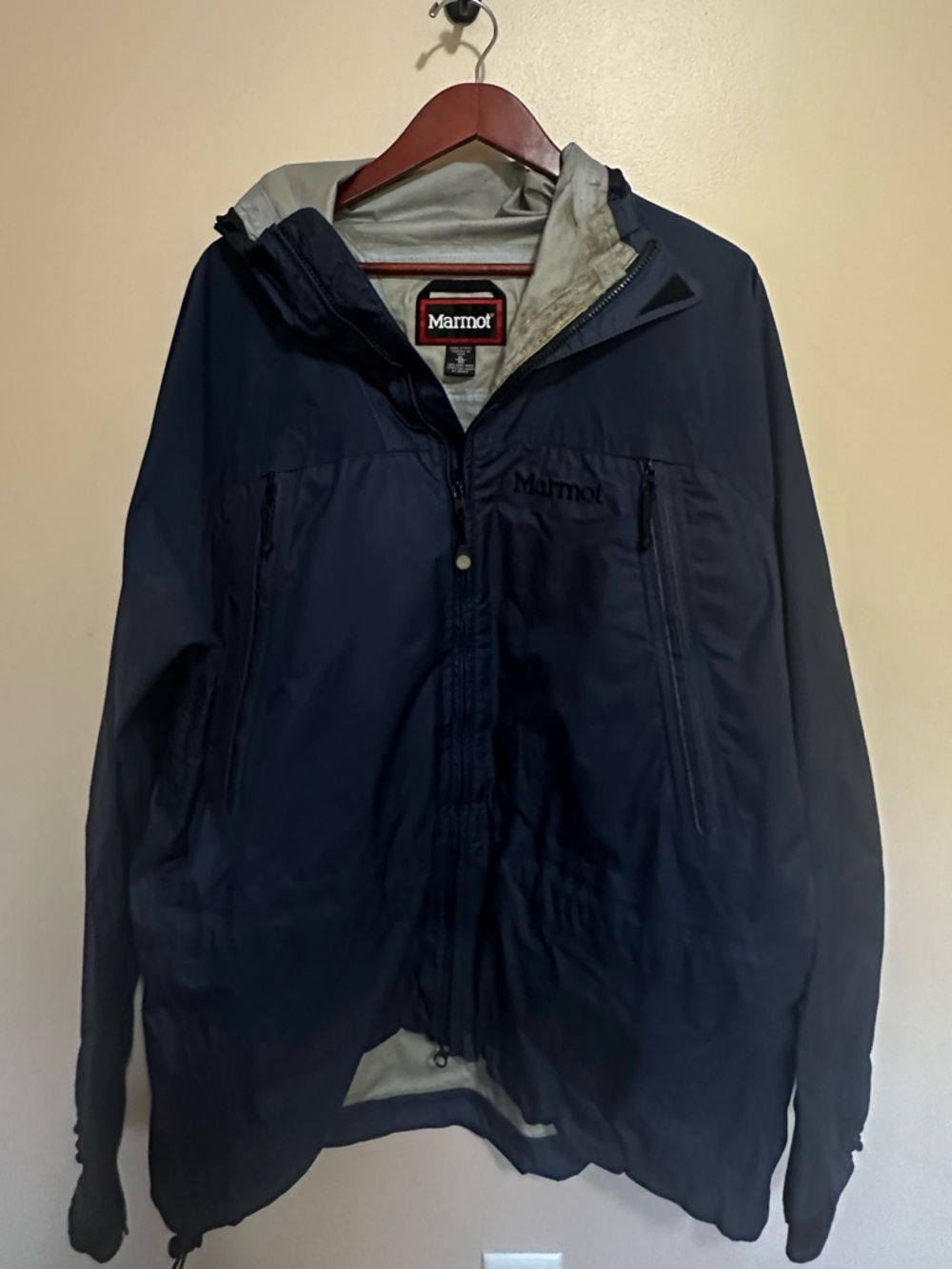 Marmot Navy Hooded Waterproof Shell Jacket